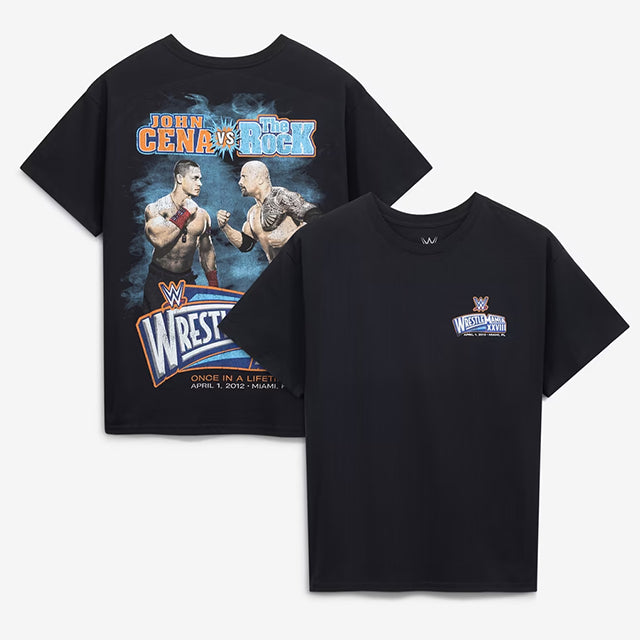 ザ ロック VS ジョン シナモデル 海外取寄 Tシャツ GOODIE TWO SLEEVES WRESTLEMANIA XXVIII GRAPHIC T-SHIRT BLACK