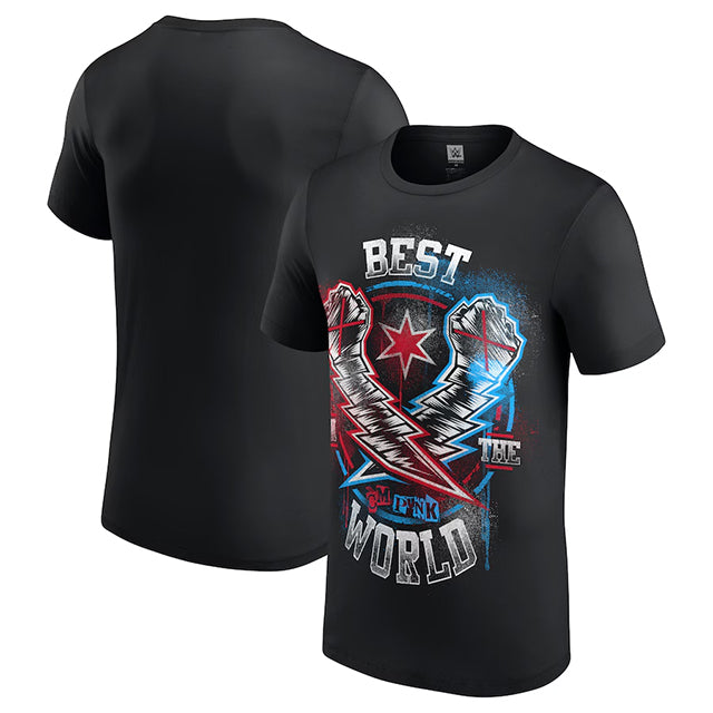 海外取寄 CMパンクモデル WWE AUTHENTIC Tシャツ LIGHTNING FISTS T-SHIRT BLACK