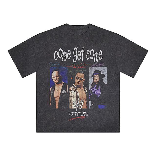 WWE SUPPLY 海外取寄 Tシャツ LOGO COME GET SOME SNOW WASH BOXY T-SHIRT BLACK