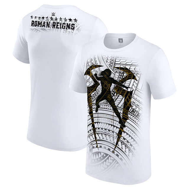 ローマン レインズモデル 海外取寄 WWE AUTHENTIC Tシャツ TRIBAL LOGO T-SHIRT WHITE