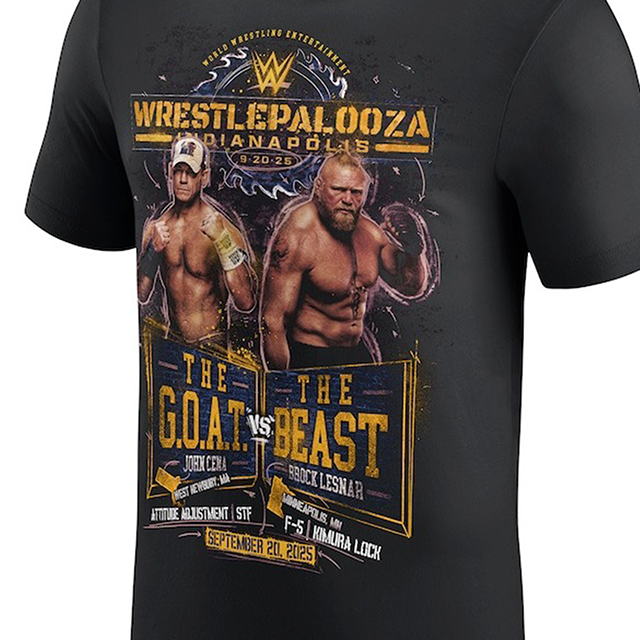 レッスルパルーザ2025 海外取寄 WWE AUTHENTIC Tシャツ ジョン シナ VS ブロック・レスナー WRESTLEPALOOZA 2025 MATCH T-SHIRT BLACK