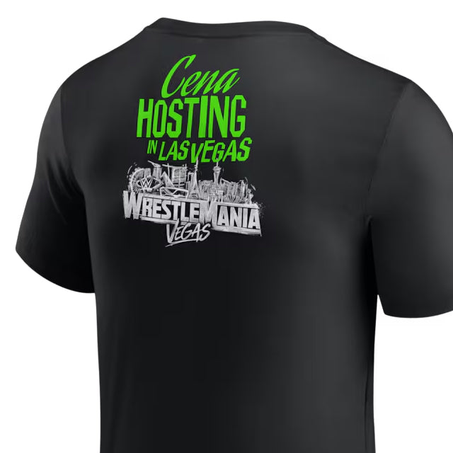 海外取寄 レッスルマニア42 ジョン シナモデル WWE AUTHENTIC Tシャツ HOSTING IN LAS VEGAS T-SHIRT BLACK
