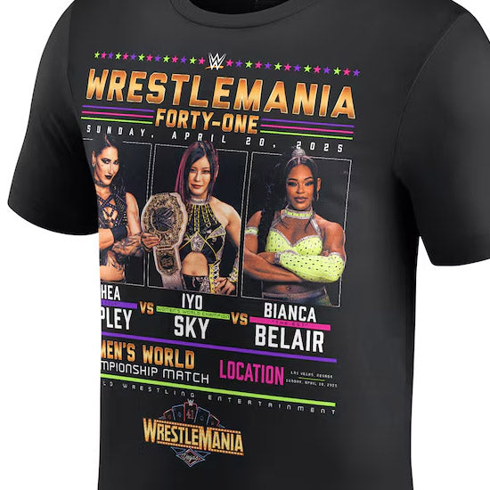 海外取寄 レッスルマニア41モデル イヨ スカイ vs ビアンカ ベレアー vs リア リプリーWWE AUTHENTIC Tシャツ