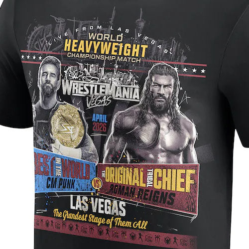 海外取寄 レッスルマニア42モデル CMパンク vs ローマン レインズ WWE AUTHENTIC Tシャツ