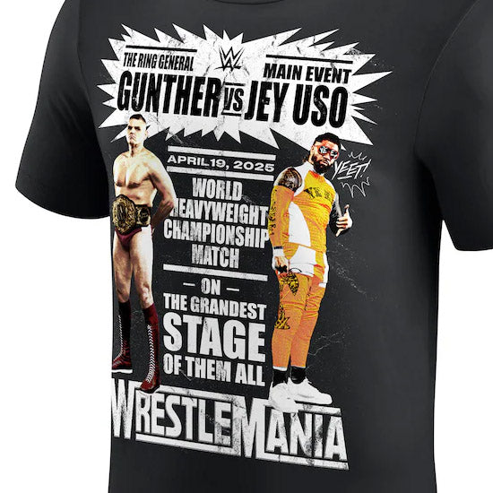 海外取寄 レッスルマニア41モデル ジェイ ウーソ vs  グンター WWE AUTHENTIC Tシャツ