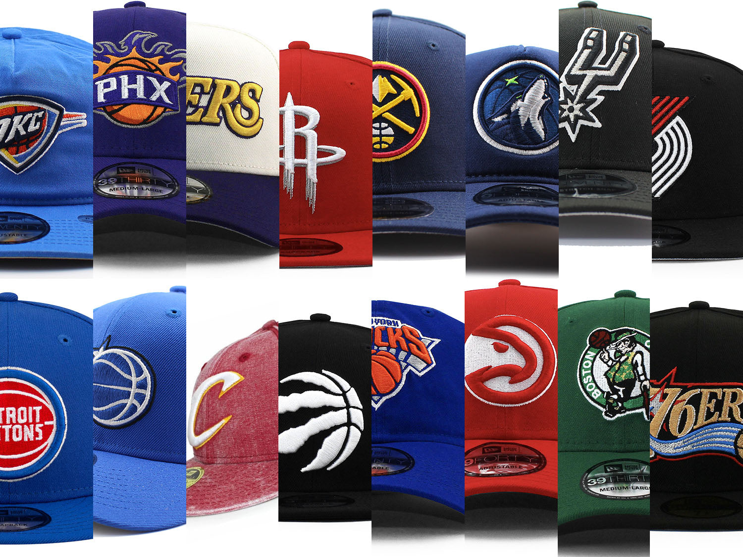 NBA プレーオフ出場チームのキャップと共にキープレイヤーを紹介