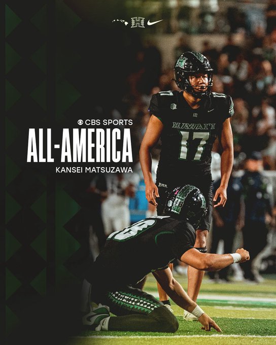 ハワイ大学アメフト部の松澤寛政選手がCBS SPORTS ALL-AMERICANに選出