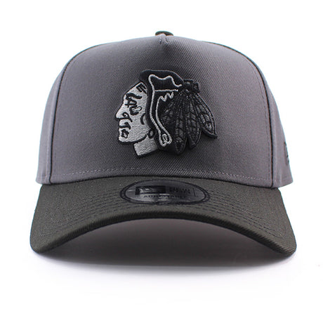 ニューエラ キャップ 9FORTY シカゴ ブラックホークス NHL A-FRAME SNAPBACK CAP GRAPHITE-BLACK
