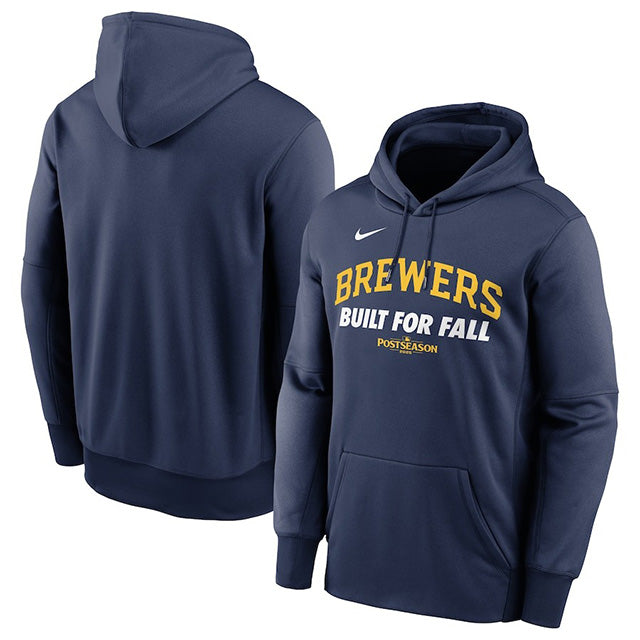 海外取寄 2025 ポストシーズンモデル ナイキ プルオーバーフーディー ミルウォーキー ブルワーズ MLB POSTSEASON AUTHENTIC COLLECTION THERMA FLEECE HOODIE NAVY