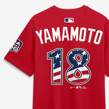 海外取寄 山本由伸モデル ナイキ 2026 MLB オールスター Tシャツ 2026 MLB ALL-STAR GAME NATIONAL LEAGUE NAME&NUMBER T-SHIRT RED