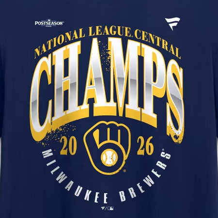 地区優勝モデル 海外取寄 ミルウォーキー ブルワーズ Tシャツ 2026 NATIONAL LEAGUE CENTRAL DIVISION CHAMPIONS LOCKER ROOM T-SHIRT NAVY