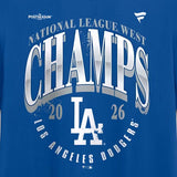 地区優勝モデル 海外取寄 ロサンゼルス ドジャース Tシャツ 2026 NATIONAL LEAGUE WEST DIVISION CHAMPIONS LOCKER ROOM T-SHIRT ROYAL BLUE