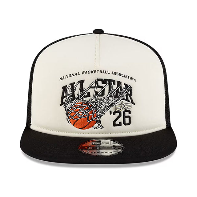 海外取寄 ニューエラ キャップ 9FIFTY × ALPHA INDUSTRIES × 2026 NBA ALL-STAR GAME SNAPBACK TRUCKER CAP WHITE-BLACK