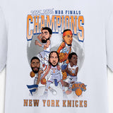 53年振りNBAファイナル優勝 海外取寄 ニューヨーク ニックス Tシャツ NBA FINALS CHAMPIONS CARICATURE ROSTER HERITAGE T-SHIRT WHITE