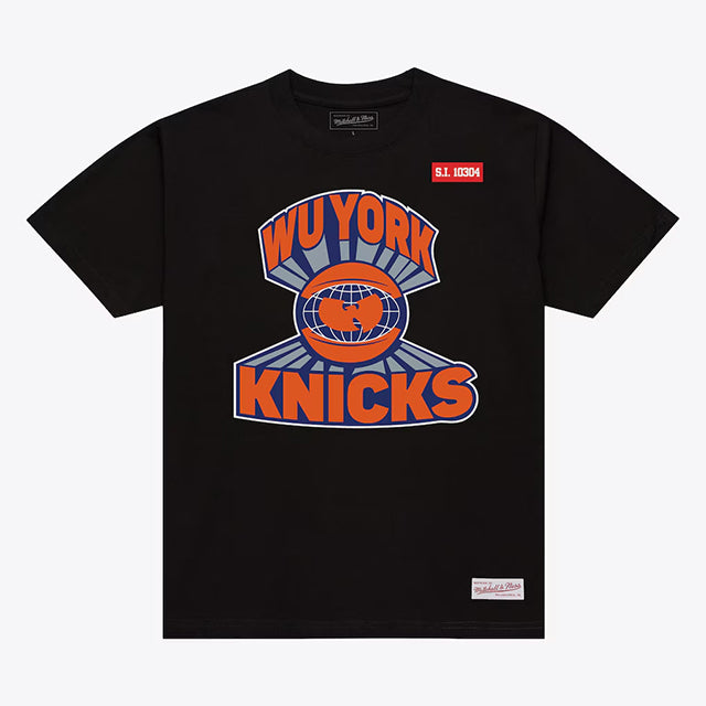 海外取寄 ニューヨーク ニックス × ウータンクラン × ミッチェルアンドネス Tシャツ WU YORK BLACK