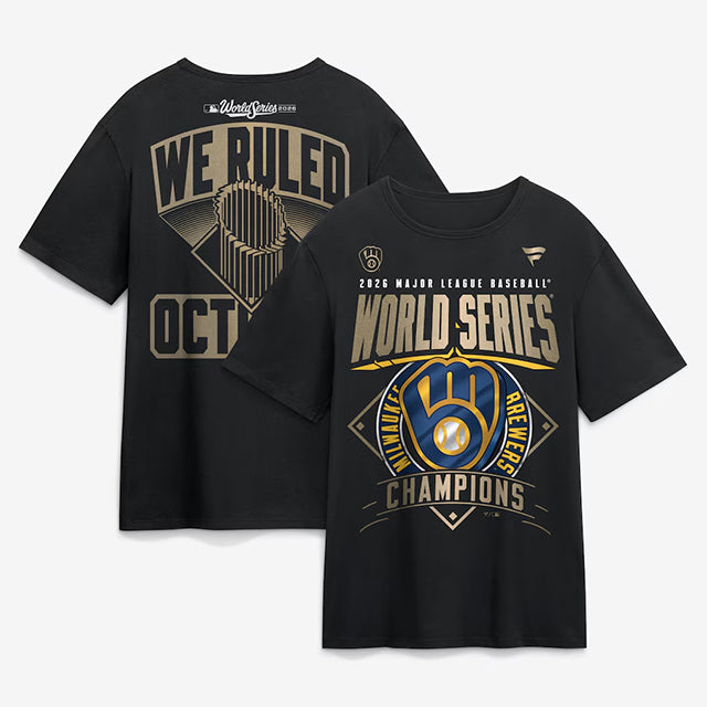 ワールドシリーズ優勝記念ロッカールームモデル 海外取寄 ミルウォーキー ブルワーズ Tシャツ 2026 WORLD SERIES CHAMPIONS LOCKER ROOM T-SHIRT BLACK