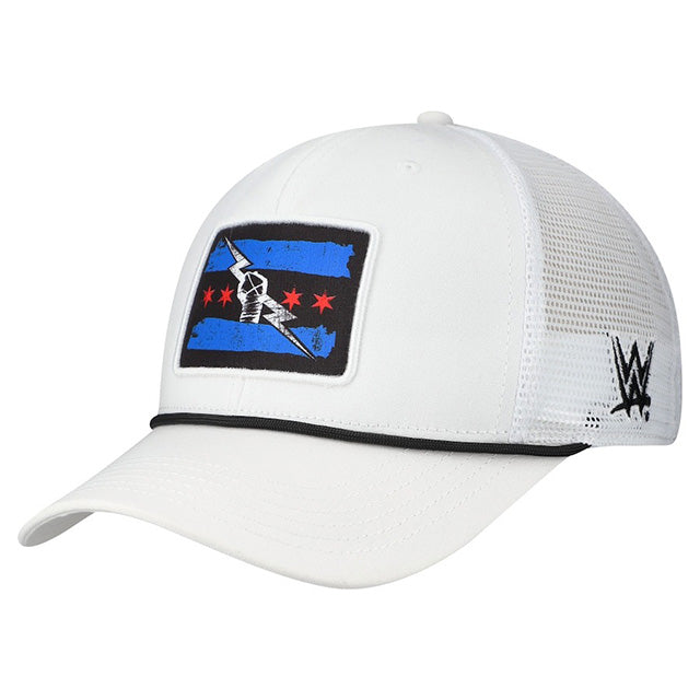 海外取寄 CMパンクモデル WWE キャップ スナップバック PRIMARY FLAG MARK TRUCKER MID-PRO SNAPBACK CAP WHITE