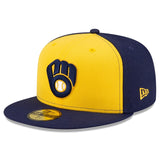 海外取寄 2025 ポストシーズンモデル ニューエラ キャップ 59FIFTY ミルウォーキーブルワーズ MLB POSTSEASON AUTHENTIC COLLECTION FITTED CAP YELLOW