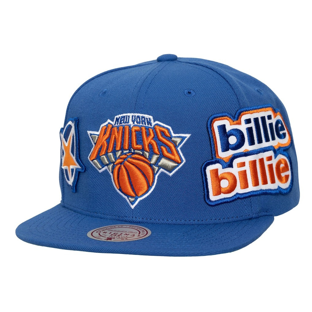 ミッチェル&ネス×ビリーアイリッシュ 海外取寄 ニューヨーク ニックス HARDWOOD CLASSICS PATCH SNAPBACK CAP BLUE LIMITED EDITION