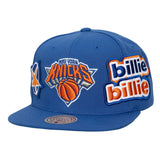 ミッチェル&ネス×ビリーアイリッシュ 海外取寄 ニューヨーク ニックス HARDWOOD CLASSICS PATCH SNAPBACK CAP BLUE LIMITED EDITION