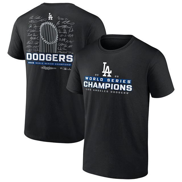 2025 ワールドシリーズチャンピオンモデル 海外取寄 Tシャツ ロサンゼルス ドジャース MLB 2025 WORLD SERIES CHAMPIONS SIGNATURE ROSTER T-SHIRT BLACK