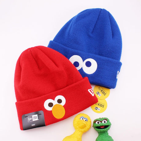 子供用 ニューエラ ニットビーニーキャップ セサミストリート YOUTH ELMO FACE BASIC CUFF KNIT BEANIE CAP RED