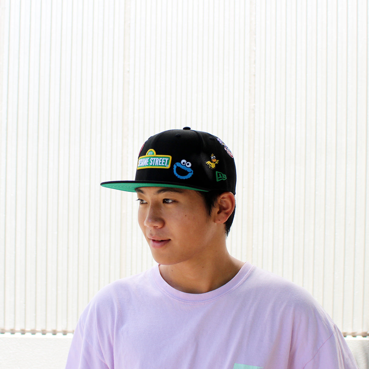 ニューエラ 59FIFTY キャップ セサミストリート ALL-POVER FITTED CAP BLACK