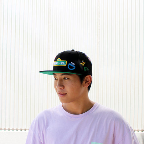 ニューエラ 59FIFTY キャップ セサミストリート ALL-POVER FITTED CAP BLACK