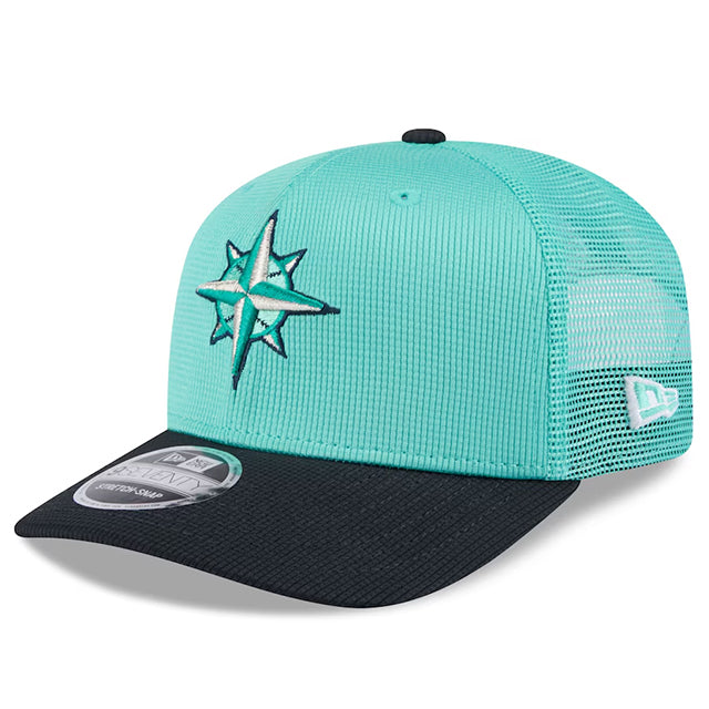 ニューエラ キャップ 9SEVENTY ストレッチ スナップバック シアトル マリナーズ 2025 MLB SPRING TRAINING BP STRETCH MESH SNAPBACK CAP AQUA-NAVY