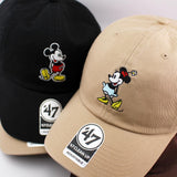 47ブランド キャップ ミニーマウス CLEAN-UP STRAPBACK CAP KHAKI