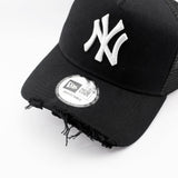 ニューエラ キャップ 9FORTY ニューヨーク ヤンキース DAMAGED TWILL A-FRAME MESH CAP BLACK
