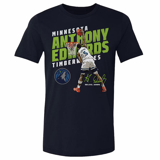 アンソニー・エドワーズモデル  海外取寄 Tシャツ ミネソタ ティンバーウルブス 500LEVEL SLANT T-SHIRT NAVY