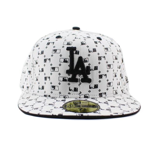 ニューエラ キャップ 59FIFTY ロサンゼルス ドジャース MLB FLOCKING FITTED CAP WHITE BLACK