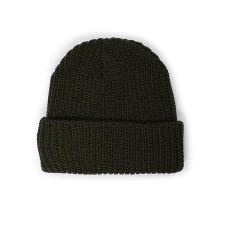 7ユニオン ニットビーニーキャップ INTERPOSE LEATHER PATCH BEANIE CAP OLIVE