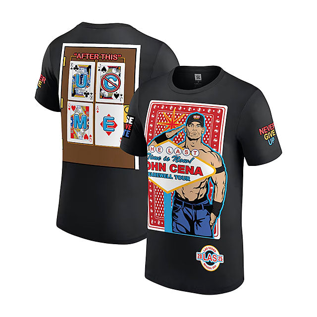 ジョン シナモデル 海外取寄 WWE AUTHENTIC Tシャツ FAREWELL TOUR WRESTLE MANIA41 2025 LAS VEGAS T-SHIRT BLACK
