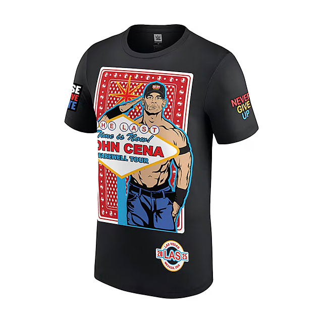 ジョン シナモデル 海外取寄 WWE AUTHENTIC Tシャツ FAREWELL TOUR WRESTLE MANIA41 2025 LAS VEGAS T-SHIRT BLACK