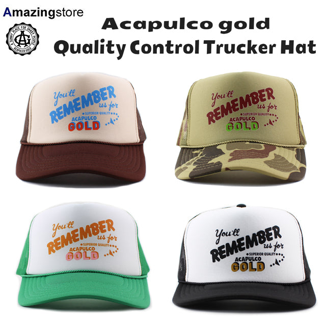 アカプルコ ゴールド メッシュキャップ 【QUALITY CONTROL TRUCKER HAT】 ACAPULCO GOLD /  国内外からニューエラをはじめナイキ、クーパーズタウンボールキャップ等を中心に取り扱うベースボールキャップの専門店 /  Amazingstore(アメイジングストア)