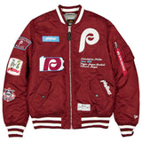 海外取寄 ニューエラ ジャケット フィラデルフィア フィリーズ ALPHA INDUSTRIES MA-1 FULL-ZIP BOMBER JACKET MAROON