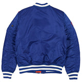 海外取寄 ニューエラ ジャケット ニューヨーク ニックス ALPHA INDUSTRIES MA-1 FULL-ZIP BOMBER JACKET ROYAL BLUE