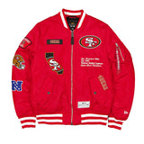海外取寄 ニューエラ ジャケット サンフランシスコ 49ERS ALPHA INDUSTRIES MA-1 FULL-ZIP BOMBER JACKET SCARLET