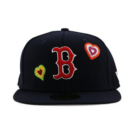 ニューエラ キャップ 59FIFTY ボストン レッドソックス  MLB CHAIN STITCH HEART PINK BOTTOM FITTED CAP NAVY  NEW ERA BOSTON RED SOX