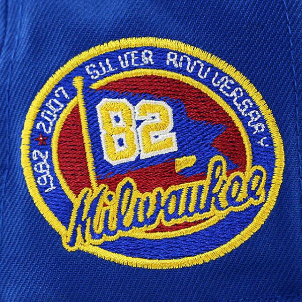 ニューエラ キャップ 59FIFTY ミルウォーキー ブルワーズ MLB 2007 SILVER ANNIVERSARY MAROON BOTTOM FITTED CAP BLUE