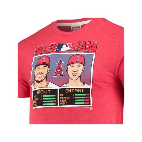 海外取寄 大谷翔平 マイク トラウト Tシャツ MLB JAM PLAYER TRI-BLEND T-SHIRT LOS ANGELES ANGELS RED