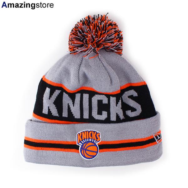 ニューエラ ニットキャップ ビーニー ニューヨーク ニックス  NBA THE-COACH POM KNIT BEANIE CAP GREY-BLACK  NEW ERA NEW YORK KNICKS