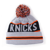 ニューエラ ニットキャップ ビーニー ニューヨーク ニックス  NBA THE-COACH POM KNIT BEANIE CAP GREY-BLACK  NEW ERA NEW YORK KNICKS