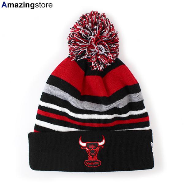 ニューエラ ニットキャップ ビーニー シカゴ ブルズ  NBA STRIPEOUT KNIT BEANIE CAP BLACK-RED-WHIT-EGREY  NEW ERA CHICAGO BULLS