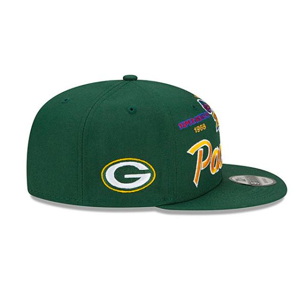 ニューエラ キャップ 9FIFTY グリーンベイ パッカーズ  NFL SUPER BOWL PATCHES SCRIPT SNAPBACK CAP GREEN  NEW ERA GREEN BAY PACKERS