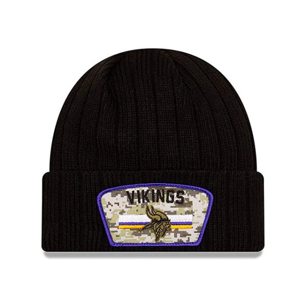 ニューエラ ニットキャップ ビーニー ミネソタ バイキングス  NFL 2021 SALUTE-TO-SERVICE KNIT BEANIE BLACK  NEW ERA MINNESOTA VIKINGS