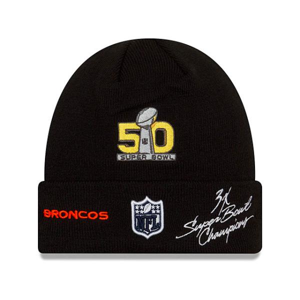 ニューエラ ニットキャップ ビーニー デンバー ブロンコス  NFL SUPER BOWL CHAMPIONS CUFFED KNIT BEANIE BLACK  NEW ERA DENVER BRONCOS