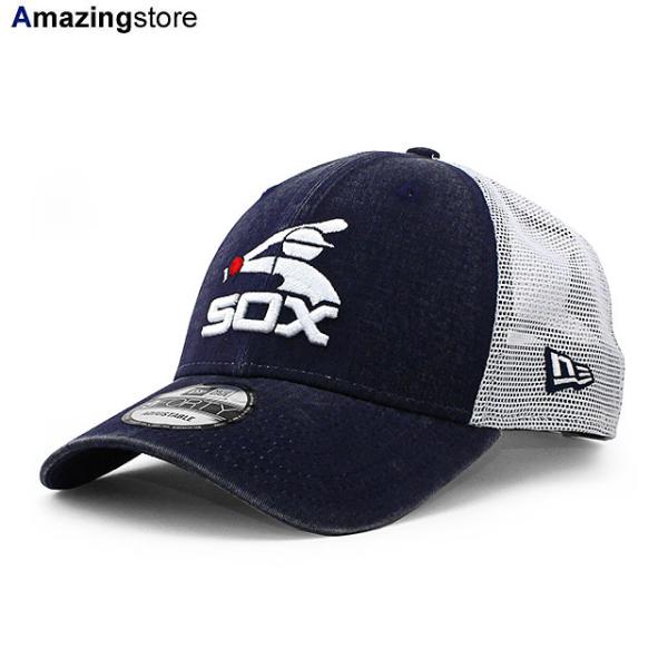 ニューエラ メッシュキャップ 9FORTY シカゴ ホワイトソックス MLB WASHED TRUCKER MESH CAP NAVY